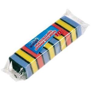 Sponge Scourers Pack - DUZZIT Multi Coloured 10/PK 00033-40