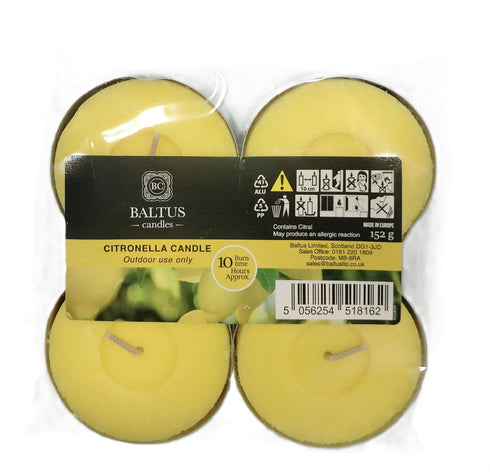 Citronella Tealights - BALTUS MAXI 10HR 4/PK Outdoor Candles