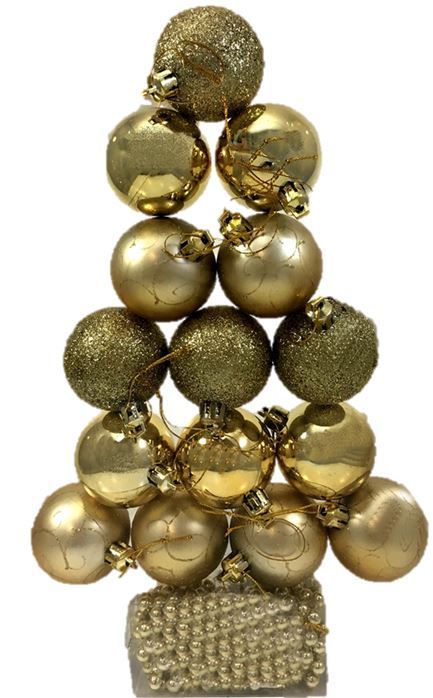 Gold Christmas Ornaments - 16 Piece Tree Decoration Set