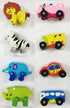 CUTE ANIMAL OR CAR VEHICLE ERASER SET ASSORTED SUPPLIED. 801738