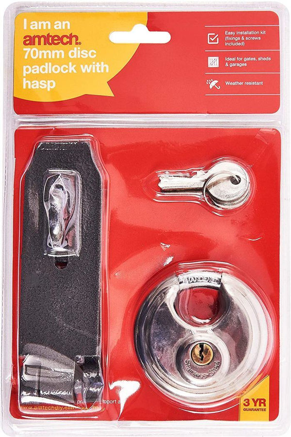 Hasp Lock Set - AMTECH 6 Inch with 70mm Padlock T2150