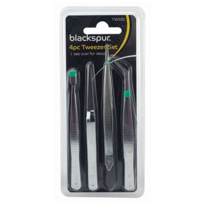 Precision Tweezer Set - BLACKSPUR 4-Pack BB-TW100