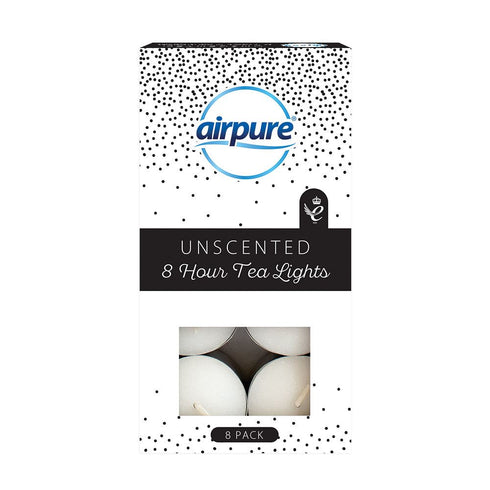 AIRPURE 8 HOUR UNSCENTED TEA LIGHTS CANDLE 8/PK. TL-8HR-8PK-178