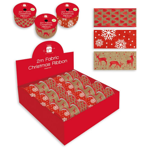 GIFTMAKER CHRISTMAS 2" WIDE FABRIC RIBBON 2M. XALGA359
