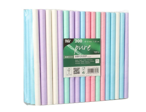 PAPSTAR ASSORTED BUBBLE TEA STRAWS 200/PK. PS88024