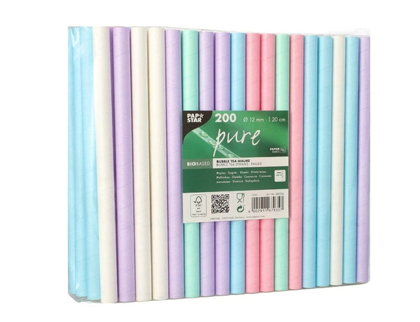 PAPSTAR ASSORTED BUBBLE TEA STRAWS 200/PK. PS88024