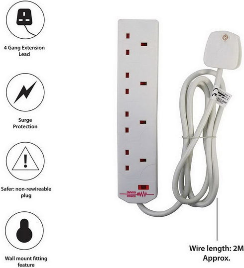 Surge Protected Extension Lead - DAEWOO 4 Gang 2M