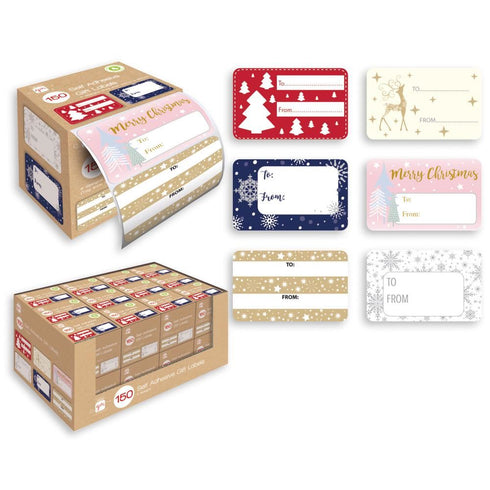 150 SELF ADHESIVE GIFT LABELS CHRISTMAS COTEMPERORY. GT213