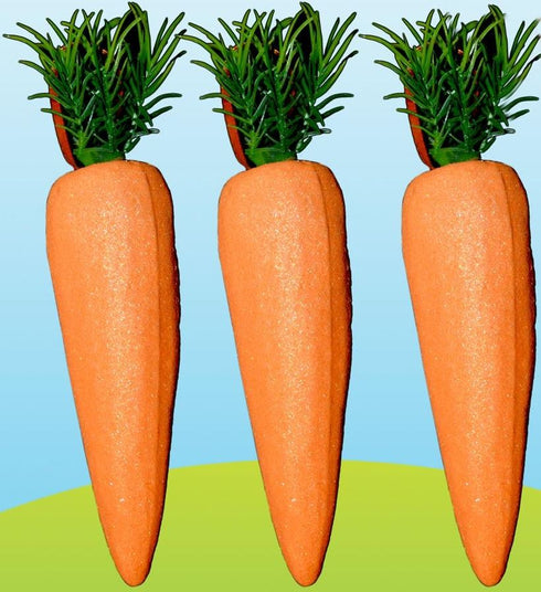 3 ARTIFICIAL GLITTER CARROT EASTER HANGING DECORATION. DP06482