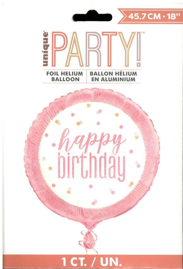 Rose Gold Birthday Balloon - Unique 18" Round Foil Decoration