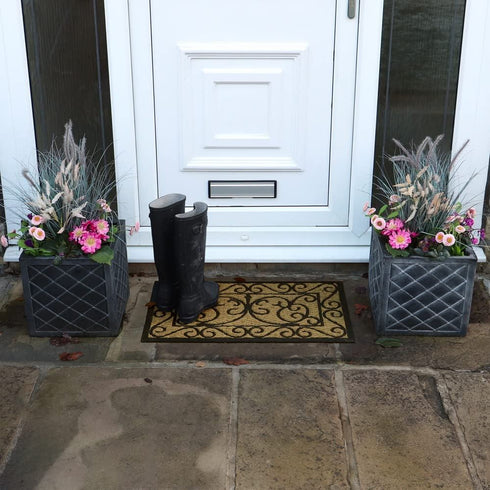 Scraper Door Mat - JVL Woven Tuffscrape 45x75cm Scroll Design