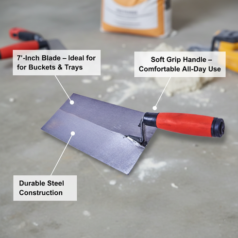 AMTECH 7" BUCKET TROWEL WITH SOFT GRIP HANDLE. G0325