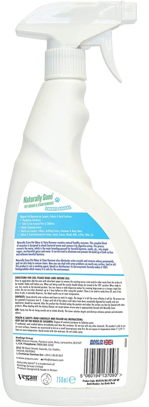 Pet Odour Remover Spray 750ml - Sweet Angel | Naturally Gone