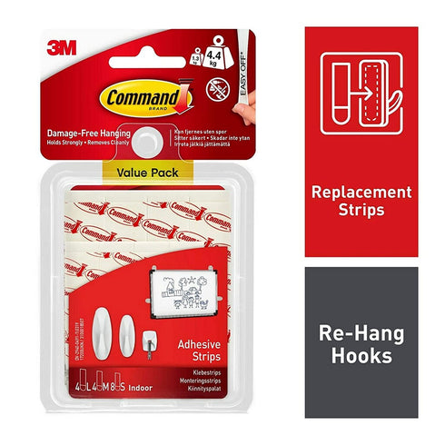 3M COMMAND GENERAL PURPOSE ADHESIVE STRIPS ASST 16 P/K 17200-ES. WL17200-ES