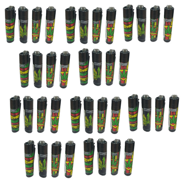 Mini Clipper Lighters - Flint Leaves Design 40/Pack