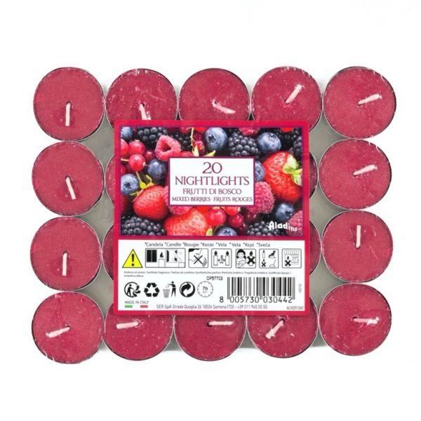 ALADINO NIGHTLIGHTS TEALIGHT CANDLE 7HRS 20/PK - MIXED BERRIES. ALN201213