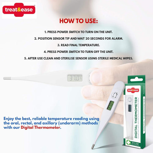 TREAT & EASE HIGHLY ACCURATE DIGITAL MEDICAL THERMOMETER. OL320097