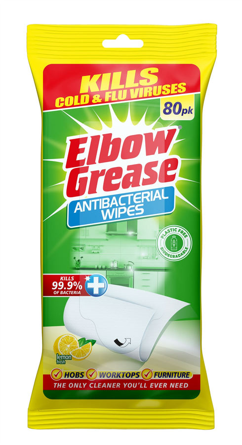 Antibacterial Lemon Wipes - ELBOW GREASE Fresh Cleaning 80/PK