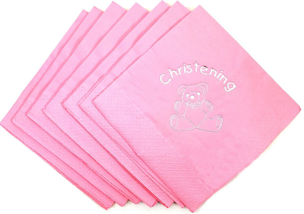 CHRISTENING PINK NAPKINS 33CM X 33CM. 140190