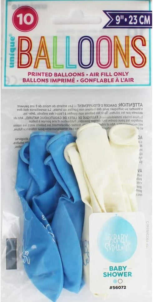 Baby Shower Balloons - Blue & White Latex, 10 Pack | UNI56072