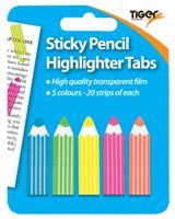 Neon Highlighter Tabs - TIGER 100 Sticky Pencil Highlight Tabs T301469
