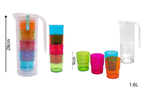BELLO PLASTIC PITCHER 1.6L WITH 4 TUMBLERS. AM2199