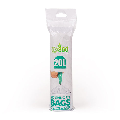 Eco-Friendly Bin Liners - ECO 360 20L Drawstring, 20 Pack