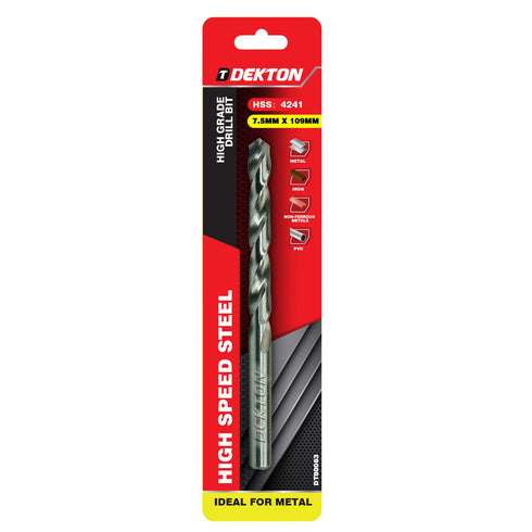 DEKTON HSS-R EDGE GROUND DRILL BIT 7.5MM X 10. DT80063