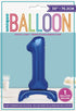 Giant Number 1 Balloon - Blue 76cm for Parties - UNI12881