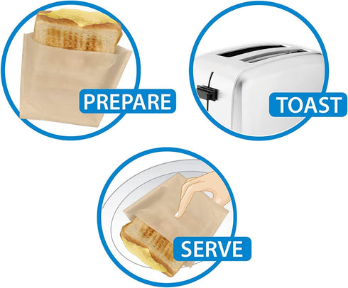 Reusable Sandwich Bags - Non-Stick Toastie Pockets for Lunch