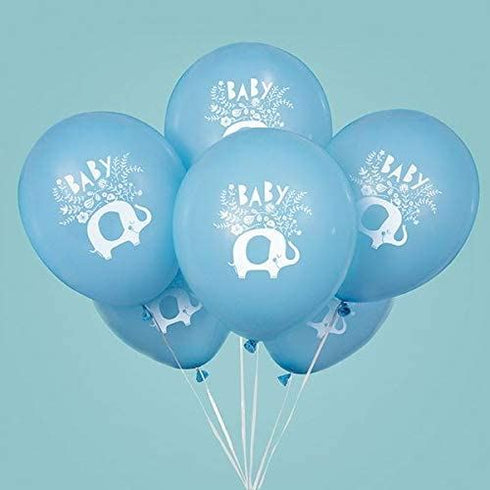 Baby Shower Balloons - Blue Elephant Latex 8-Pack | UNI78405