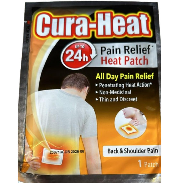 CURA HEAT BACK & SHOULDER PAIN RELIEF HEAT PATCH. 8372724