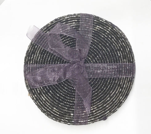 4 PURPLE BEAD COASTERS. KI6733