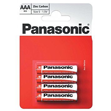 Panasonic AAA Batteries - Zinc R03R 4 Pack High Performance