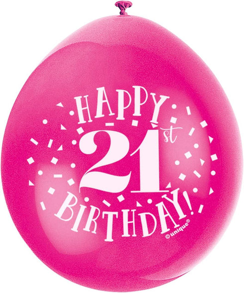 21st Birthday Balloons - UNIQUE PARTY Happy 21st Multicolour Pack