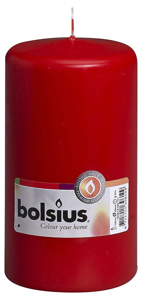 BOLSIUS PILLAR CANDLE RED 150MM X 80MM. 103616180141