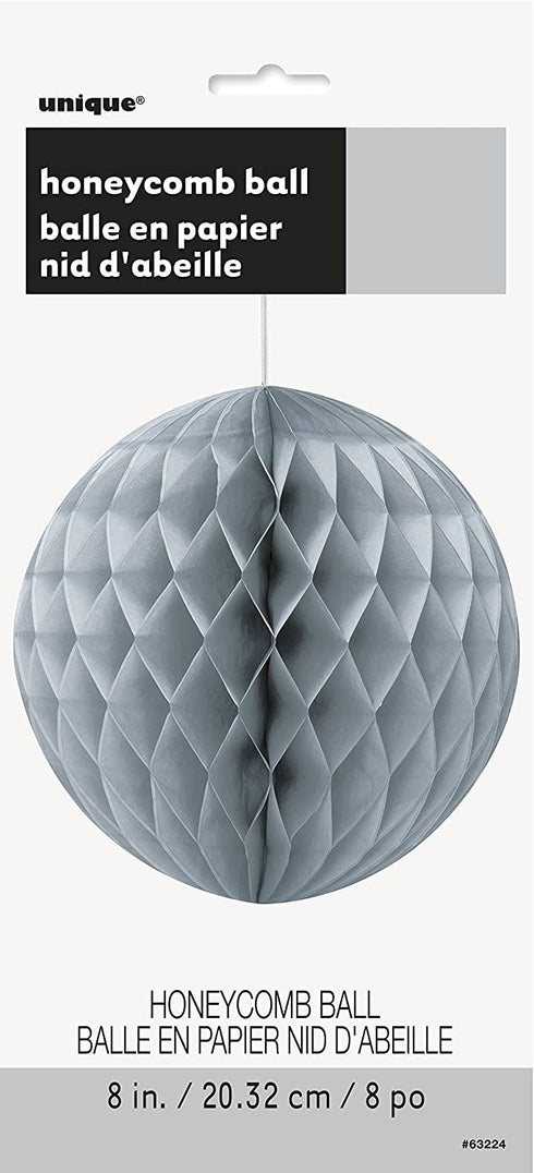 Silver Honeycomb Pom Pom 8 Inch - Elegant Party Decor UNI63224