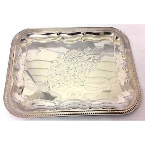 CHROME OVAL TRAY SMALL 29CM X 17CM. HUB916