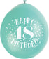 18th Birthday Balloons - Unique Party Happy Latex Pack | UNI56045