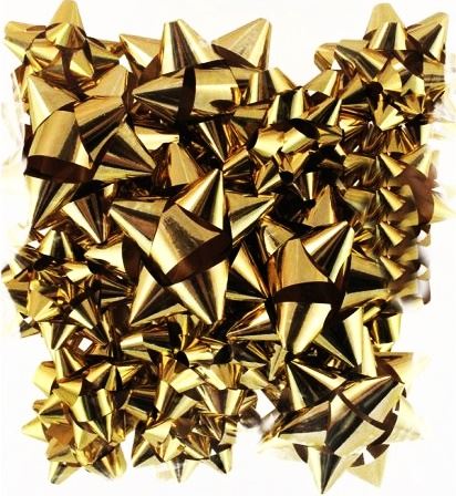 16 GOLD METALLIC BOWS. X25401BC