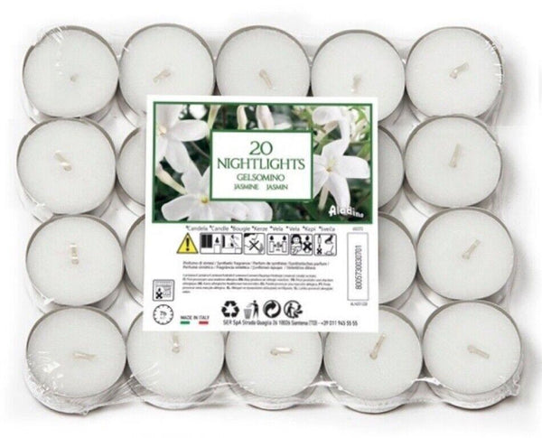 ALADINO NIGHTLIGHTS TEALIGHT CANDLE 7HRS 20/PK - JASMINE. ALN201228