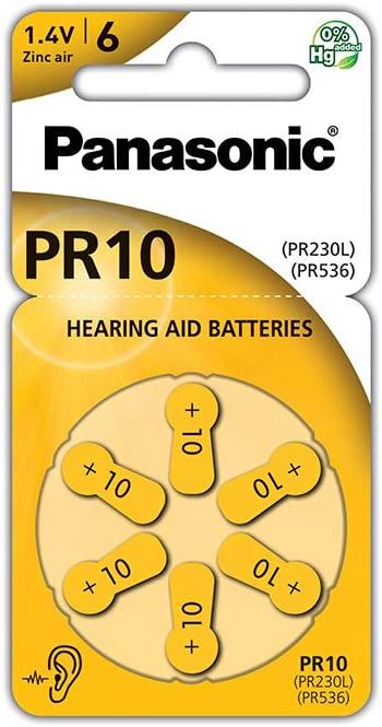 PANASONIC PR10 PR230 ZINC 1.4V HEARING AID BATTERIES 6/PK. PANAPR10/6LB