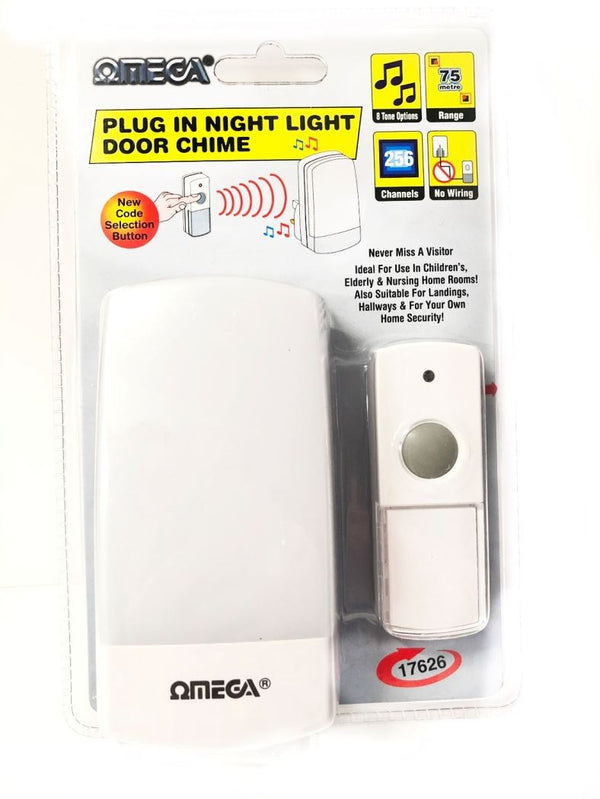 Cordless Door Chime with Night Light - OMEGA PLUG IN 17626