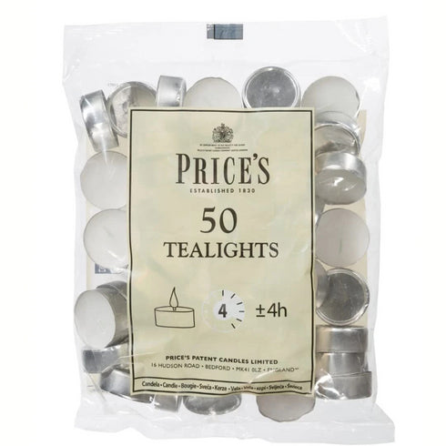 PRICES WHITE TEALIGHT CANDLE 4HRS 50/PK. TE051828
