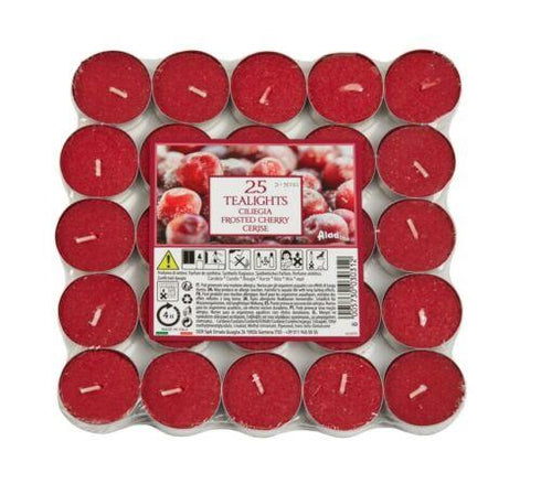 ALADINO CHERRY TEALIGHT CANDLE 4HRS 25/PK. ALT251704