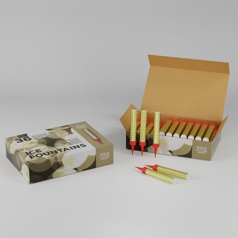 Ice Fountain Candles - Gold 12cm Sparklers 36 Pack | CR-IC1201