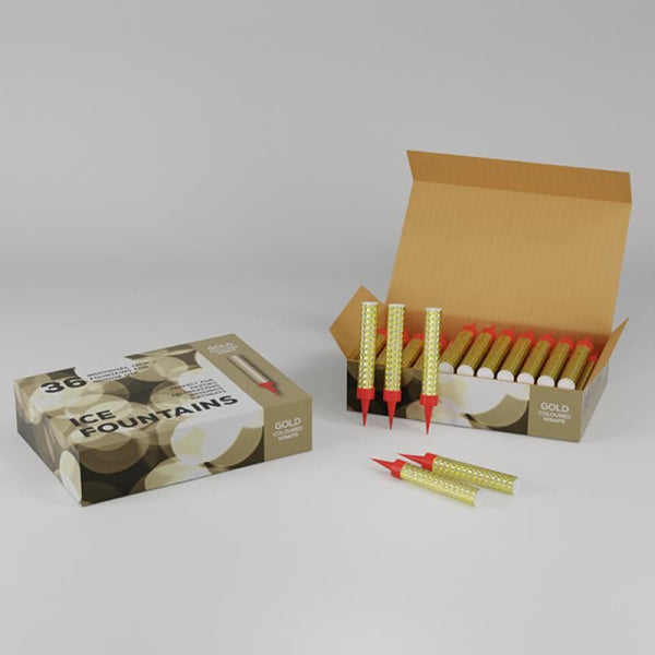 Ice Fountain Candles - Gold 12cm Sparklers 36 Pack | CR-IC1201