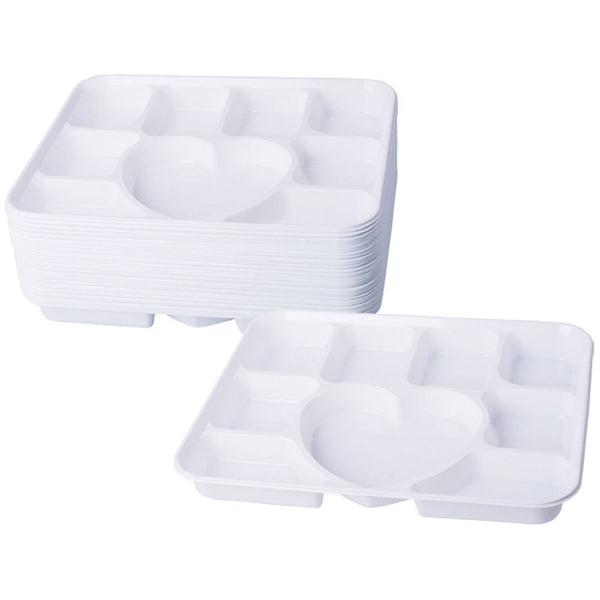 50PC DELUXE HEAVY DUTY 9 COMP HEART PLASTIC PLATE. DD9704