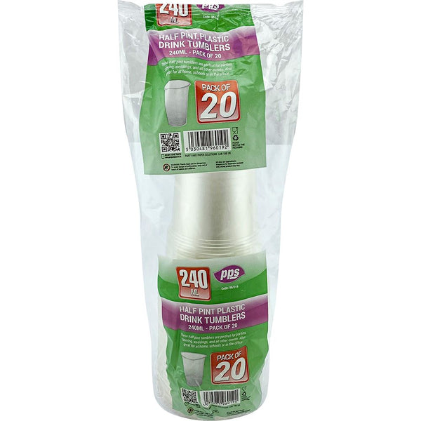 PPS HALF PINT PLASTIC TUMBLERS 20/PK. PPS96019