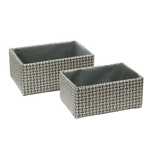 JVL SILVA RECTANGULAR FABRIC STORAGE BASKETS SET OF 2. 13-460